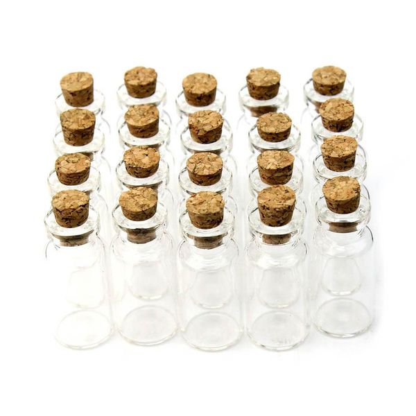 Fiale da 2 ml Bottiglie di vetro trasparente con tappi di sughero Mini bottiglia di vetro Tappo in legno Vasetti per campioni vuoti Piccolo 16x35x7 mm (altezza x diametro) artigianato carino