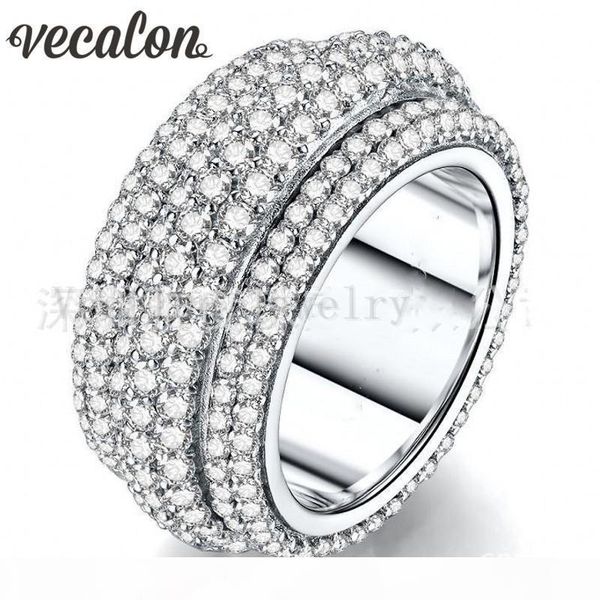 

vecalon 2016 женского кольцо 310pcs полного around имитация алмазы cz 925 серебро обручального обручального кольца для женщин, Slivery;golden
