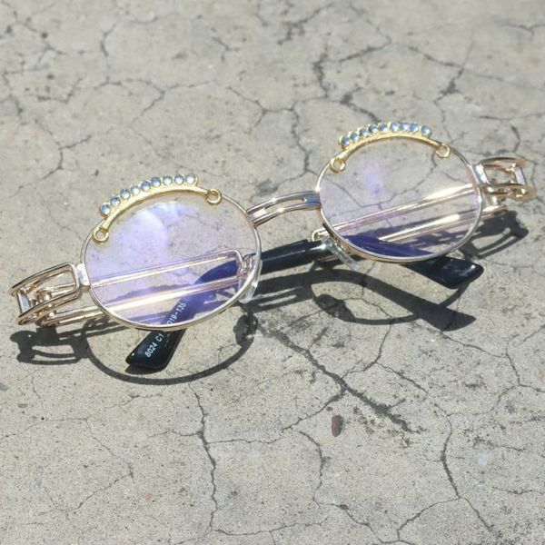 

punk sunglasses women 2020 new vintage clear sunglasses men brand designer retro hip hop rhinestone sun glasses eyewear nx, White;black