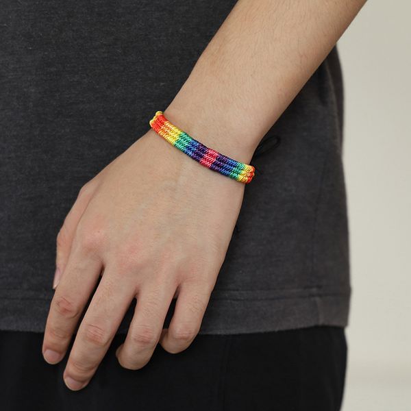 

charm bracelets simple power pride rainbow bracelet jewellery handmade knot trans rope chain for men women, Golden;silver