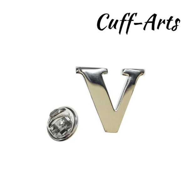 

cuffarts v letter lapel pin badges matched cuff links for men name jewelry trendy alphabet button cufflinks p10029, Gray