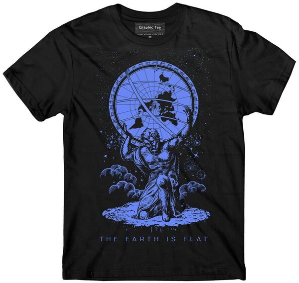

flat earth atlas t-shirt earth is flat firmament lies greek 2019 men's t shirt fashion print summer style cool tees