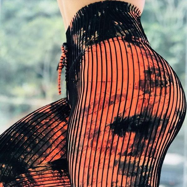 

2020 new female high waist drawstring stretch fitness legings woman push ups polyester exercise pants jogging legging xs  size, Black
