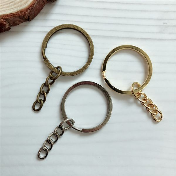 

28мм металл blank брелок брелок никелированного split ring keyfob key holder кольцо женщина мужчины золото бронза круглого diy брелка аксесс, Slivery;golden