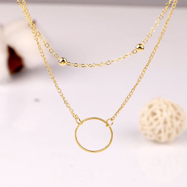 

chenfan european and american simple chain bead chain pendant necklace for women fashion short simple alloy womens necklace, Silver