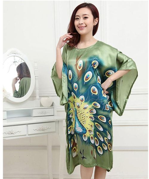 

new arrival green women's faux silk robe bath gown yukata nightgown sleepwear sleepshirts nuisette pijama mujer  sm011, Black;red