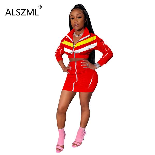 

women's tracksuits fashion zipper long sleeve crop and short 2 pieces set high street casual lady, Gray