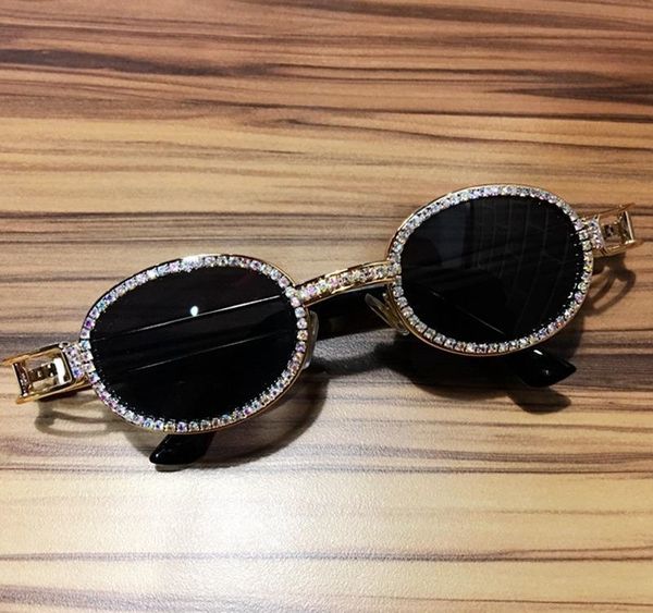 

2019 hip hop retro small round sunglasses women vintage steampunk sun glasses men clear lens rhinestone sunglasses oculos06, White;black