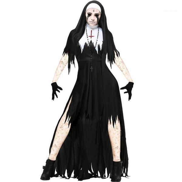 

cosplay festival style womens fashion shorts sleeve stand sleeve female dresses theme costume nun halloween designer, Black;red