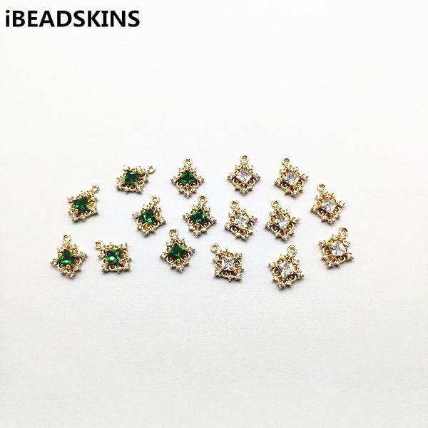 

new arrival 14x11mm 50pcs copper/cubic zirconia square connectors for earrings parts,accessories earrings hand made jewelry diy t200808, Bronze;silver