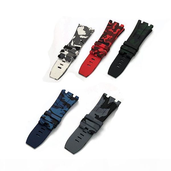 

high end quality watch finest strap for natural silicone watch strap camouflage aipp royal oak offshore series waterproof rubber strap gospe, Black;brown