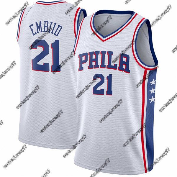 

новый сезон мужчины 76ers филадельфия 21 embiid royal swingman джерси icon издание joel баскетбол город трикотажных изделий, Black