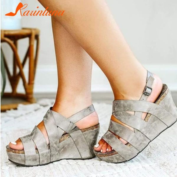 

2020 new arrivals gladiator high heel platform rome casual woman wedges sandals shoes, Black