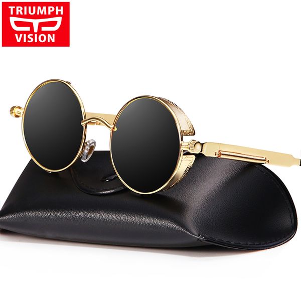 

vision male vintage round lunette sunglasses polarized men steampunk brand shades sun glasses for men retro 2020 oculos, White;black