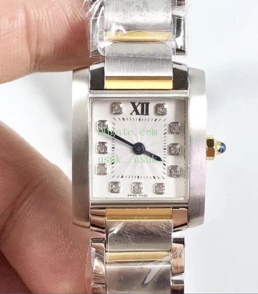 

luxury watches two tone w51007q4 quartz battery white dial steel ladies 25 mm x 20 mm k11 maker chronograph women fashion watch, Slivery;brown