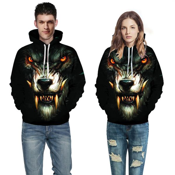 

Wholesale new style werewolf 3D digital printing sweater Europe and the United States loose hooded sweater Men and women hoodies Hoodie