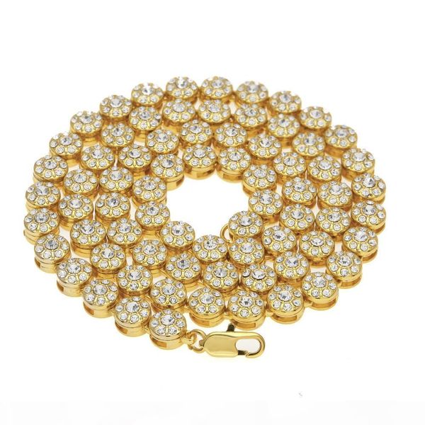 

men 1 row cluster chain iced out yellow gold plated hip hop bling cz men chain necklace jewelry, Silver
