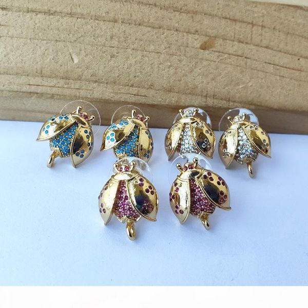 

6 пары насекомых формы серег сообщение с loop вешалка cz micro проложил для diy женщин ювелирных изделий серьги er1034 выводов, Golden;silver