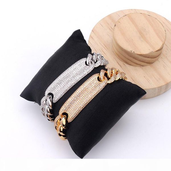 

ale men women jewelry 13.5mm gold silver color ice out bling cz bracelet necklace link chain for mens jewelry, Black