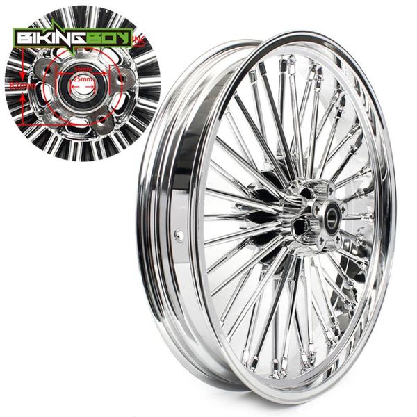 

bikingboy 21" x 3.5" universal dual discs front wheel 36 fat spokes 25mm bearing for dyna softail touring sportster