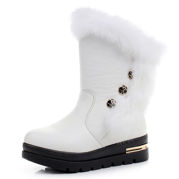 

women snow boots warm plush mid-calf boots waterproof winter female shoes women warm botas mujer 2020, Black