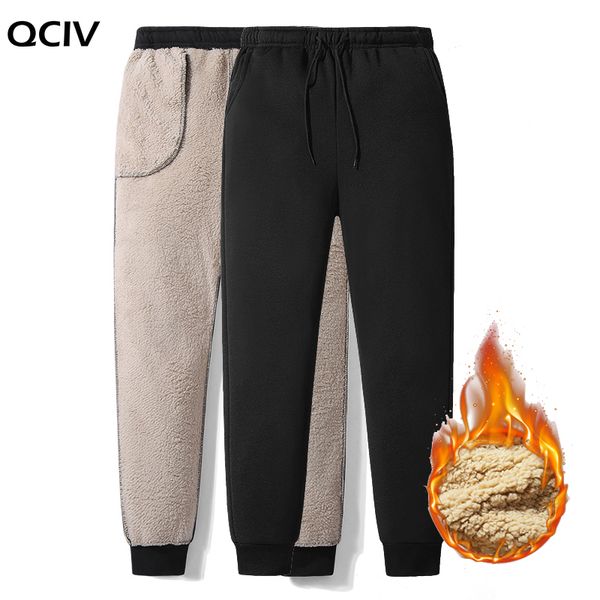 

сгущаться sweatpants winter мужская plus velvet проложенный брюки тонкий большой размер теплые штаны solid trend sports jogges m-5xl, Black