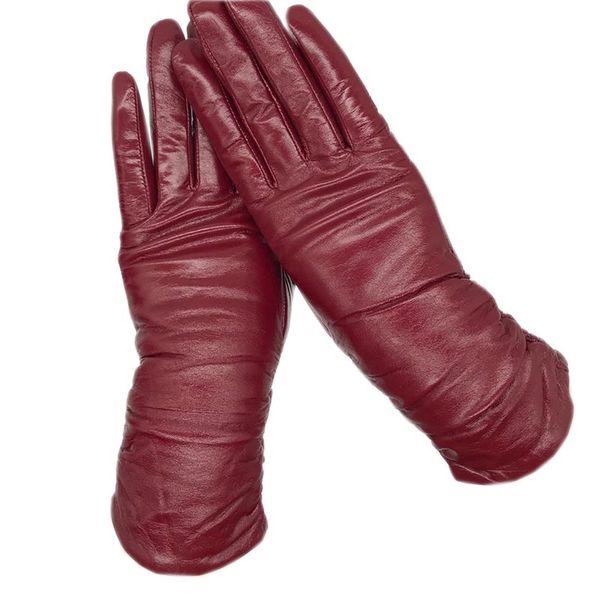 

ladies gloves sheepskin real leather winter warm fashion wine red driving beautiful gloves, Blue;gray