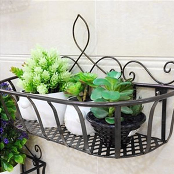 

home decor iron art display rack flower basket office wall mounted living room