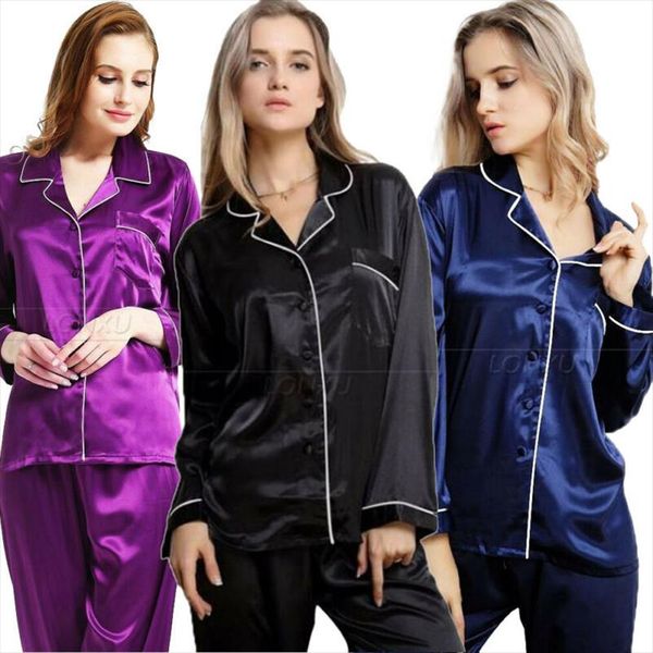 

девушки женщин шелковый атлас пижамы набор пижама пижамы ночное loungewear homewear solid color удобная мягкая, Gray