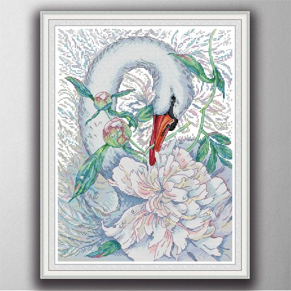 Branco Cisne 4 Handmade Cross Stitch Craft Ferramentas Bordado Conjuntos de Bordado Conjuntos Contados Impressão Em Lona DMC 14CT / 11CT