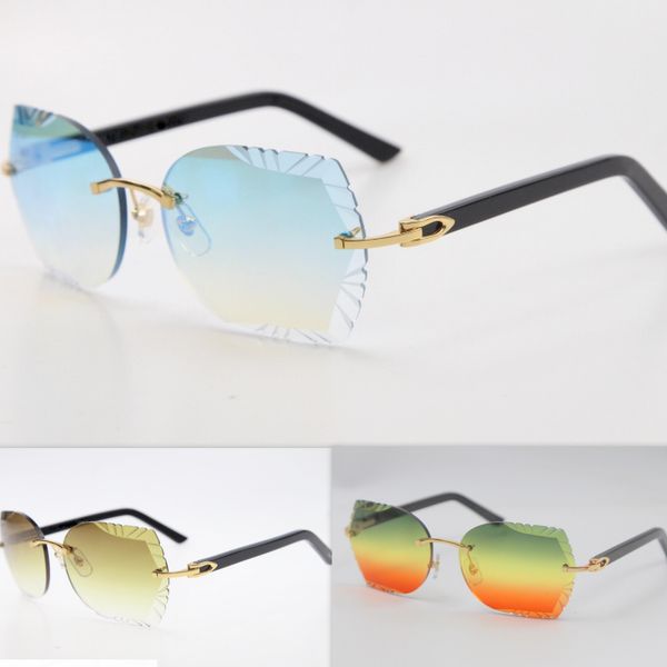 

carved lens sunglasses 8200762 rimless metal mix aztec black plank sunglasses optical cat eye slim and elongated triangle lenses hot, White;black