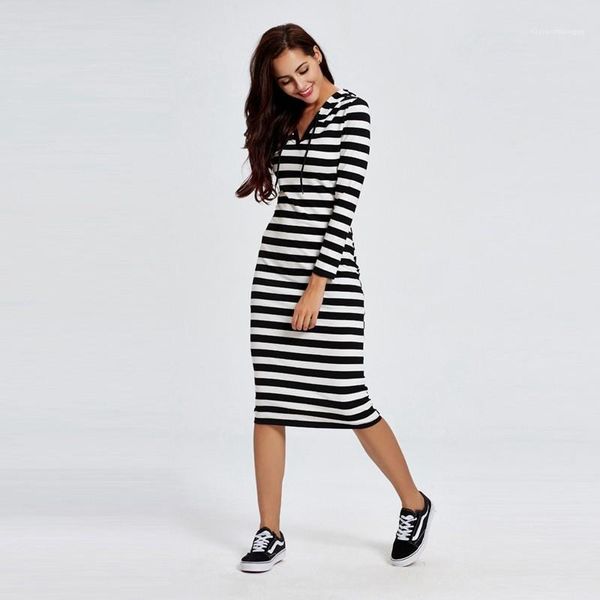 

дизайнер женщина summer dresse summer casual длинные без рукавов с капюшоном платья платье женщин полосатый, Black;gray