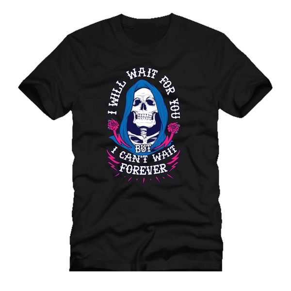 

2019 100% cotton fashion i will wait for grim reaper skull mashup mens t shirt tees new 2019 tee shirt