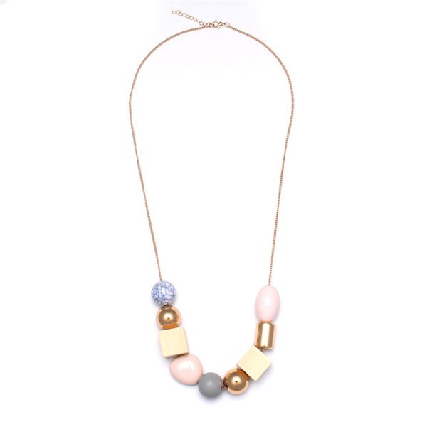 

dropshipping 2020 long chain edge jewelry women trendy resin acrylic wooden sweater necklace with pandent, Silver