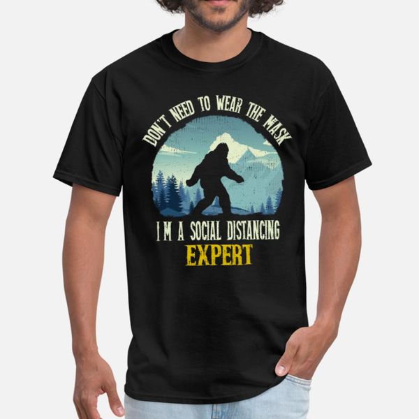 

funny sasquatch bigfoot social distancing expert t shirt men create short sleeve euro size s-3xl solid color loose casual spring shirt