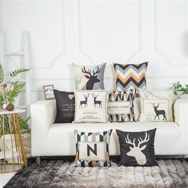 

yellow cushion decorative car pillow case decor linen throw black case 45x45 deer cover cotton geometric home pillow cases sofa rdean