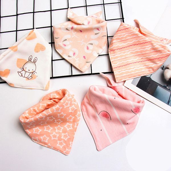 

cotton baby bibs triangle scarf cartoon baby drool bib newborn boy girls scarf waterproof bib soft cotton saliva towel, Slivery;white