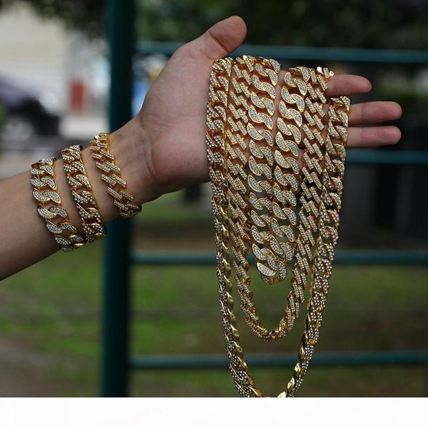 

hip hop bling цепи ювелирные изделия iced out цепи мужчины золото браслеты ожерелье майами кубинский link chain, Silver