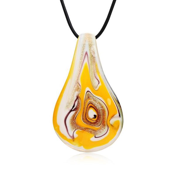 

personality colored glaze waterdrop big pendant necklace long ethnic murano glass pendant statement necklace for women jewelry, Silver