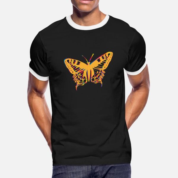 

golden yellow butterfly ornament with rainbow t shirt men designs cotton s-xxxl cool fit comical spring autumn vintage shirt