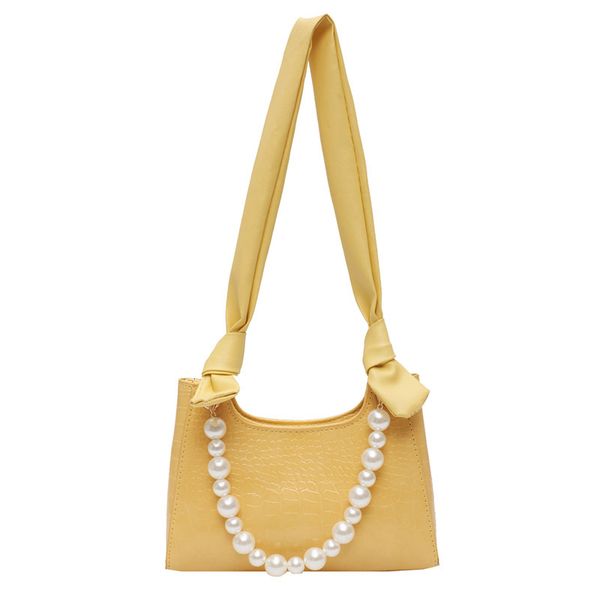 

fashionable pearl handbag knot underarm bag new bag for women crocodile single shoulder for weomen 2020