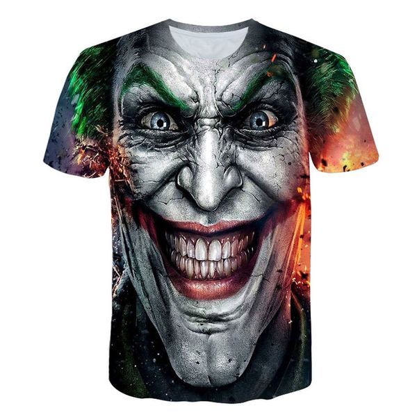 

the clown joker face male clown short sleeved 3d print shirts aesthetic comics kawaii men clothing
