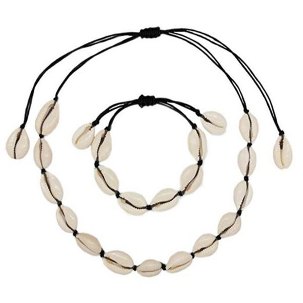 Orecchini Collana Moda da donna Regolabile Conchiglia naturale Corda marina Girocollo Bracciale Gioielli Fai da te