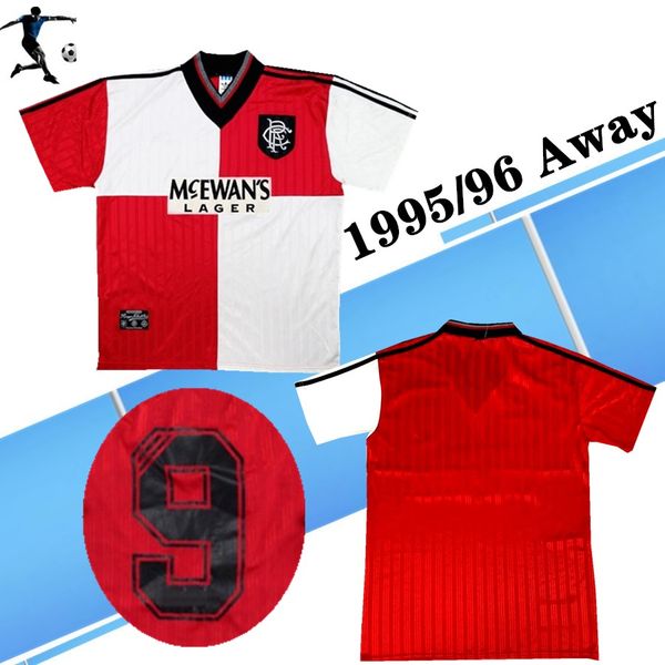 

1995 1996 glasgow rangers away shirt fc retro soccer jerseys gascoigne 8 laudrup brian 95 96 retro classic football shirts, Black;yellow
