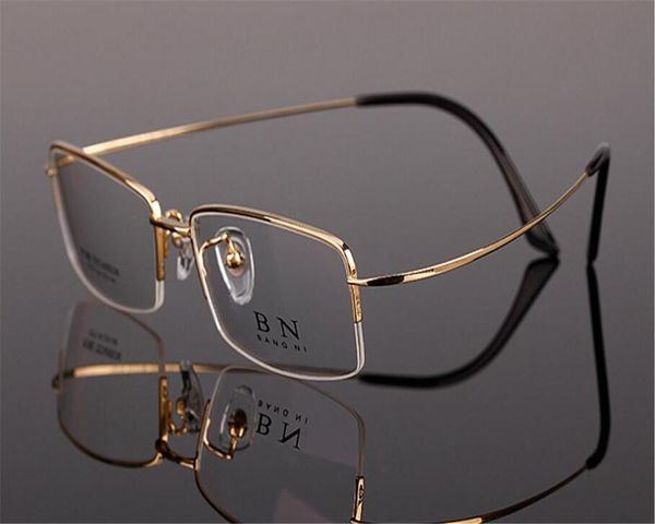 

eyelook pure titanium fashion business men half rim super light gold silver clear lens optical myopia eeywear eyeglasses zm9279, Black