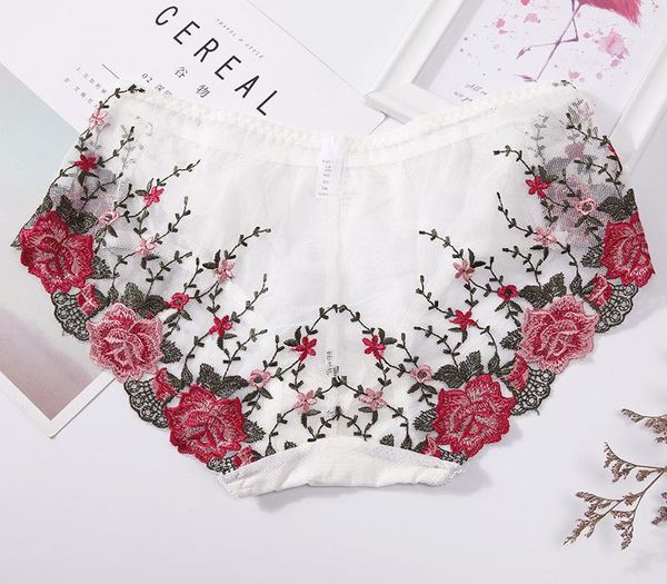 

женское нижнее белье lace see through женщин трусики 7 цветов вскользь дышащие удобная одежда sexy цветочные вышивки, Black;pink