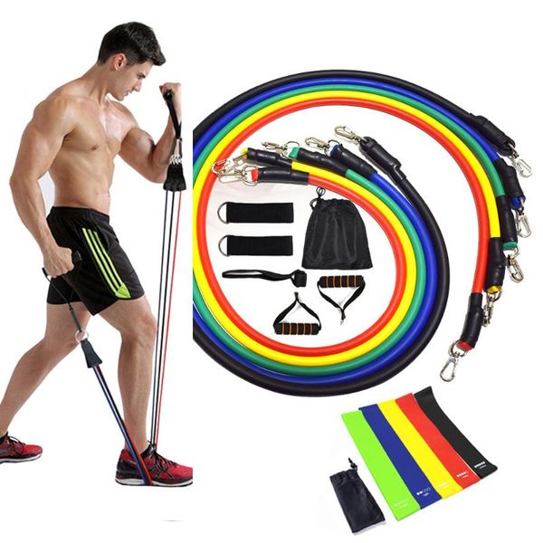 

resistance bands 17pcs latex rubber loop tube gym pull rope yoga workout pilates training home fitness equipments