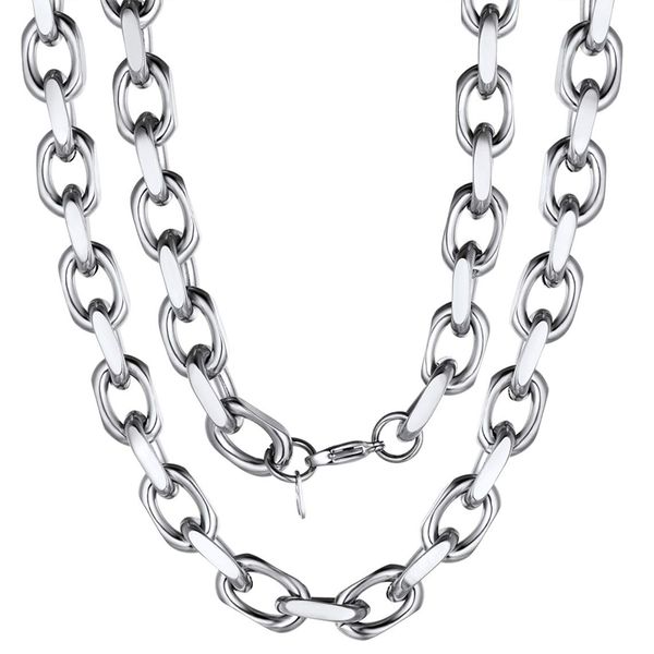 

link chain necklace mens stainless steel hip hop long necklace big chain on the neck fashion gifts for male accessories, Silver