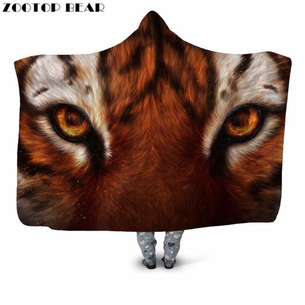 

blankets brown wolf face 3d print plush hooded blanket for youth sofa warm wearable couch fleece throw home office washable