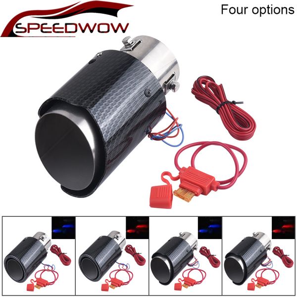 

speedwow auto exhaust muffler tip aluminum alloy pipewith led light car modified single outlet tail throat exhaust car styling